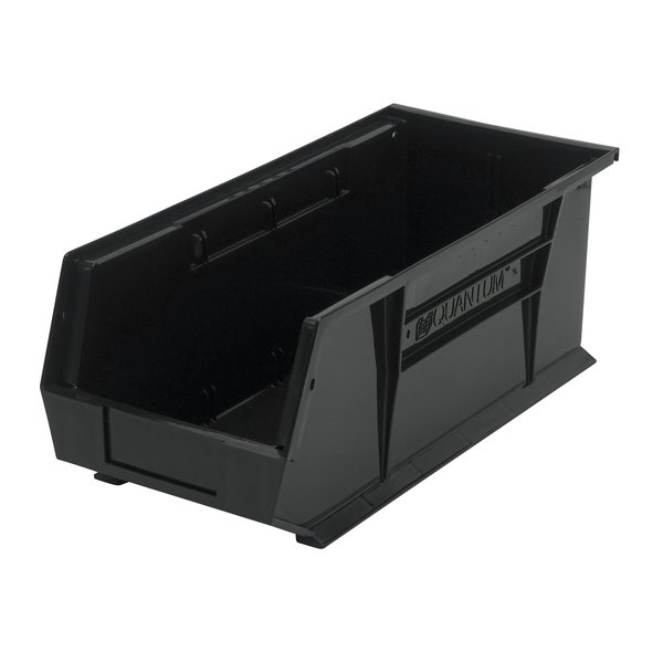 Quantum Storage Systems 80 lb Hang & Stack Storage Bin, Polypropylene, 8-1/4 in W, 7 in H, Black, 18 in L QUS248BK